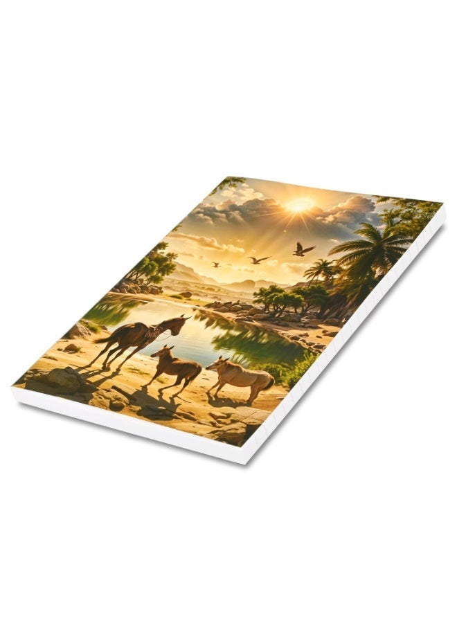 FIS® Soft Cover Notebook, A5 Size(148x210mm), 96 Sheets, Single Line Ruling, White Paper, Packet of 5 Pieces, Sun Rise View in Safari Cover Design 4-FSNBSCA596D4 - Image 5